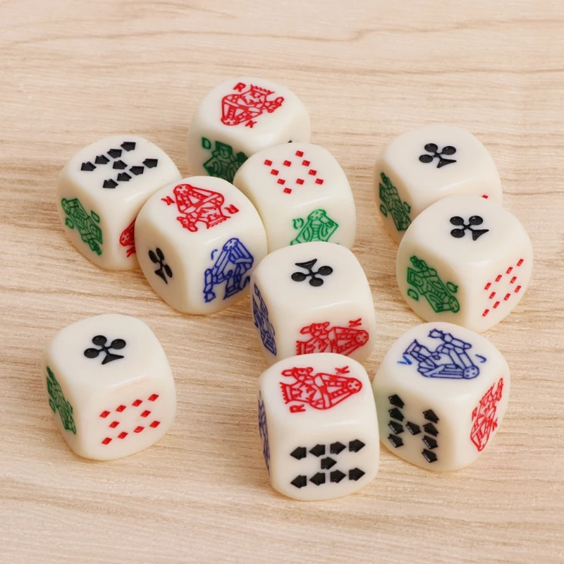 16 мм Разноцветные Акриловые Кубики бусины в виде игральных костей шестисторонние игральные кости для игры в покер казино карточная игра любимые настольные игры игрушки 10 шт