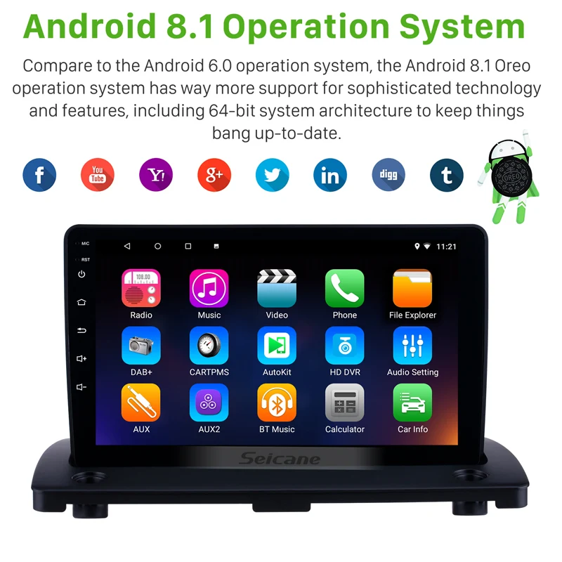Excellent Seicane 2DIN Android 8.1 9" Car Radio RDS Bluetooth Multimedia Player GPS Navigation For 2004 2005-2014 Volvo XC90 With 8-Core 1