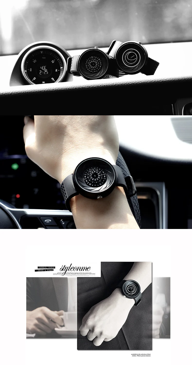 Мужской подарок Enmex креативный промышленный дизайн линзы и призмы наручные часы цифровой дизайн светильник спортивные модные кварцевые часы
