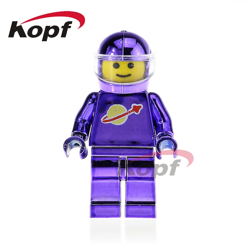 

Single Sale Super Heroes Chrome Astronaut Figure Light Purple Space Man Building Blocks Education Toys for Kids Model PG1146