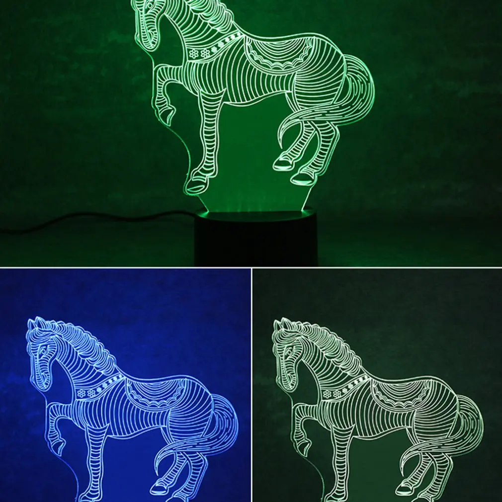 7 цветов 3D ночник лошадь ночник Уход за глазами прикроватный ночник украшение дома подарок на день рождения