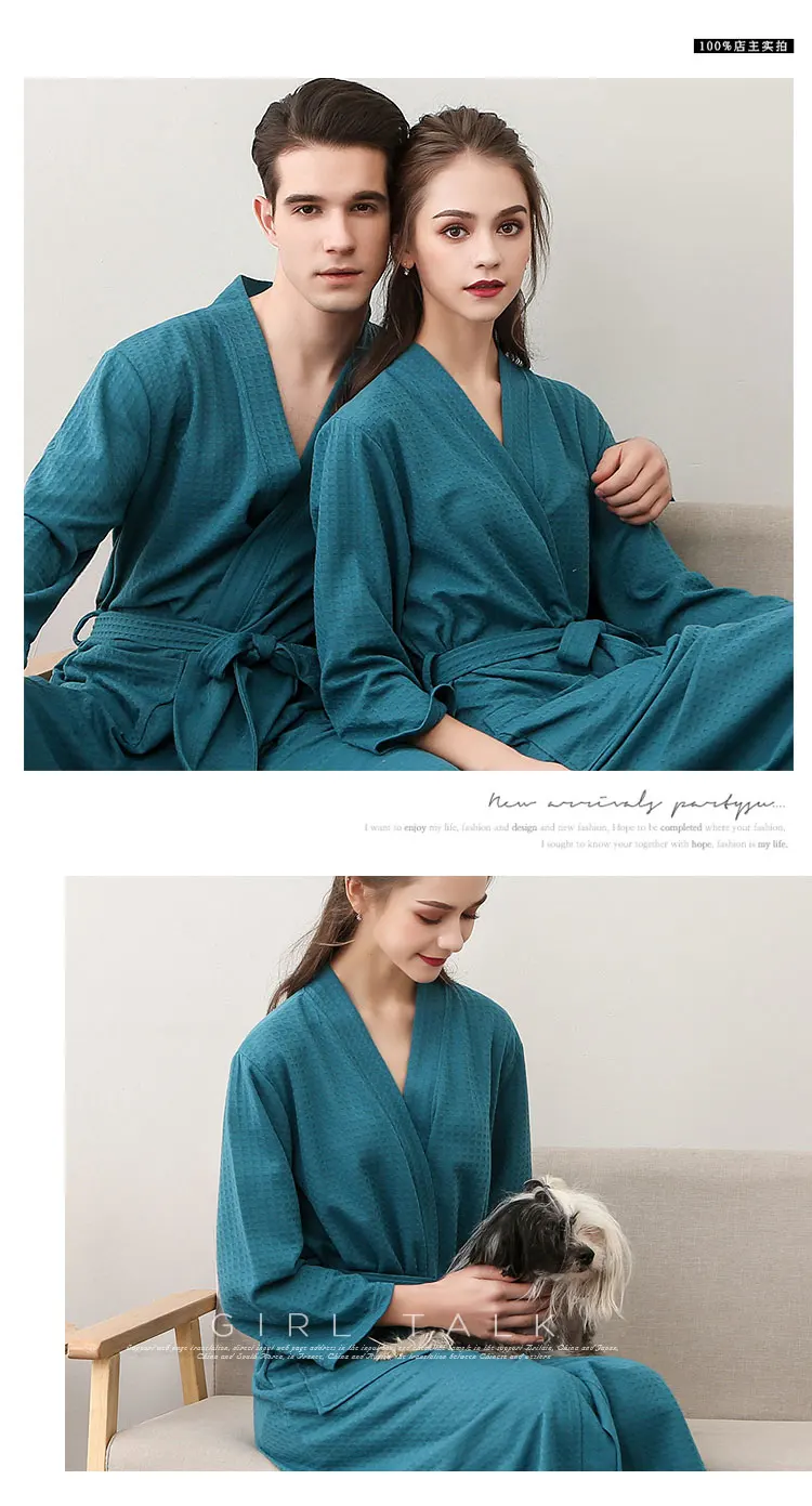 Lovers Summer Waffle Bathrobes Men Women Suck Water Kimono Nightgowns Plus Size Spa Bath Robe 3XL