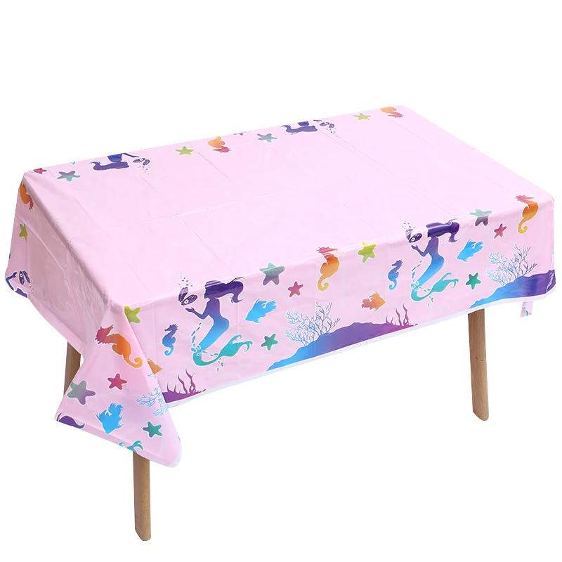 

Omilut Mermaid Birthday Party Disposable Tablecloth Baby Shower Girl 1th Birthday Dispsosable Decor Wedding Decor Supplies