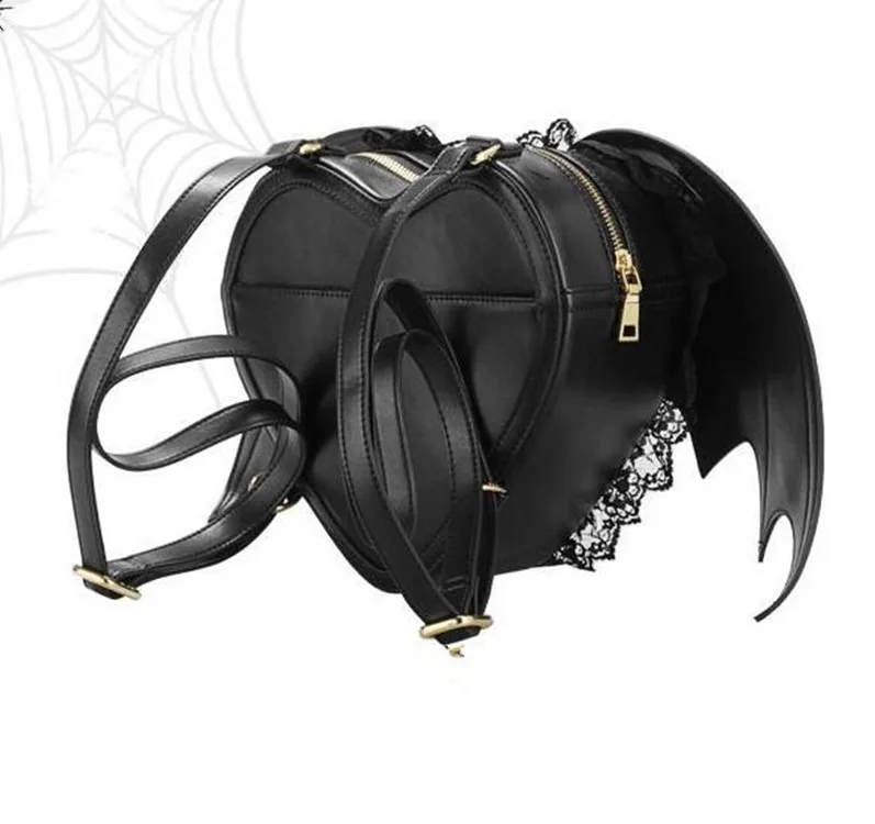 Женский рюкзак из искусственной кожи Love black angel wing повседневный черный кожаный