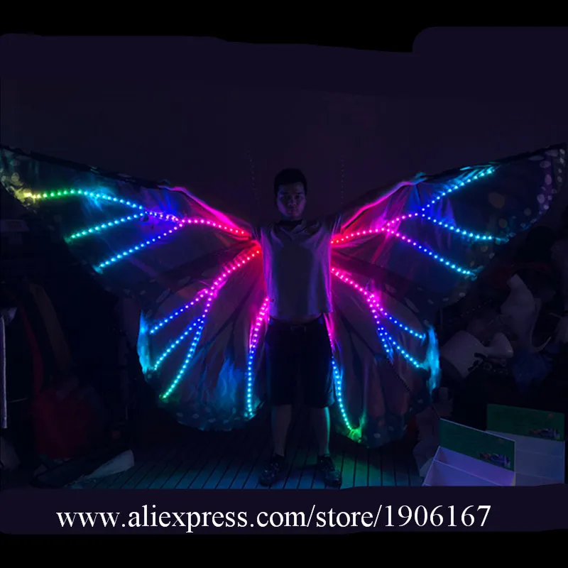 

Led Luminous Colorful RGB ISIS Wings Stage Performance Props Led Growing Butterfly Wings Belly Dancing Light Up Christmas Cloak