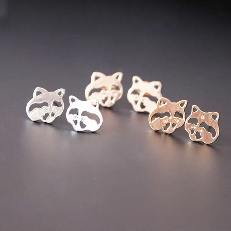 

Wholesale 10Pairs Cute Raccoon Studs Animal Bear Earrings Jewelry Bear Pendientes oso Kids Women Girls Earring