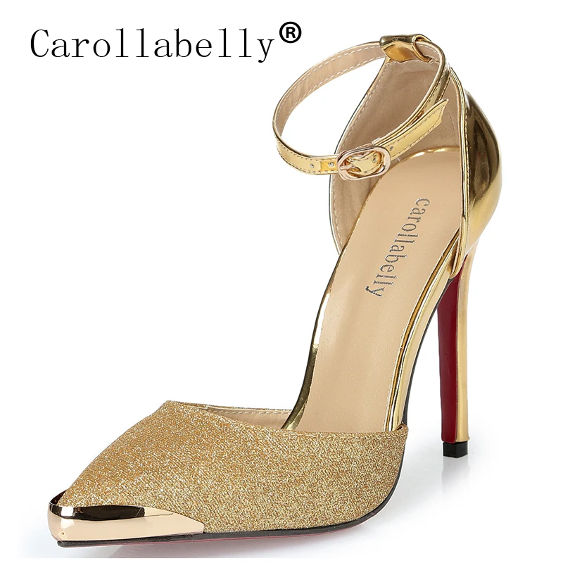 

Big Ptomotion High Heels Women Pumps Sexy Glittery Leather Bright Mental Gold pointed Toe Shoes Mixed Color Gold Black Silver