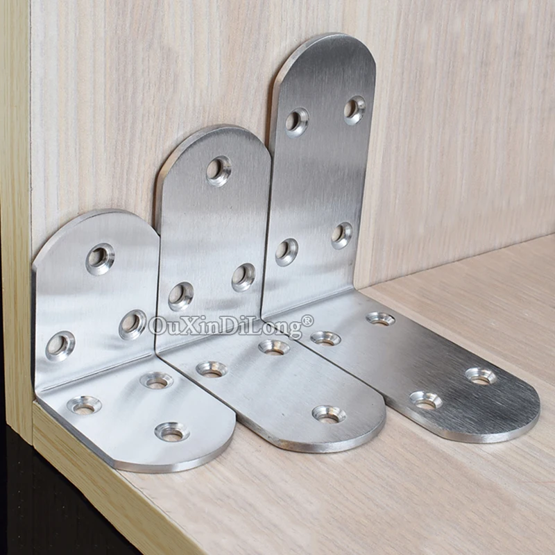 

BRAND NEW 100PCS Stainless Steel Right Angle Brackets Thicker 3mm Corner Braces Shelf Support L Shape Furniture Connect Fittings