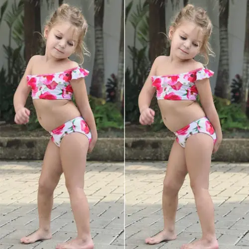2018 New Floral Cute Toddler Kids Baby Girl Backless Tankini Swimwear