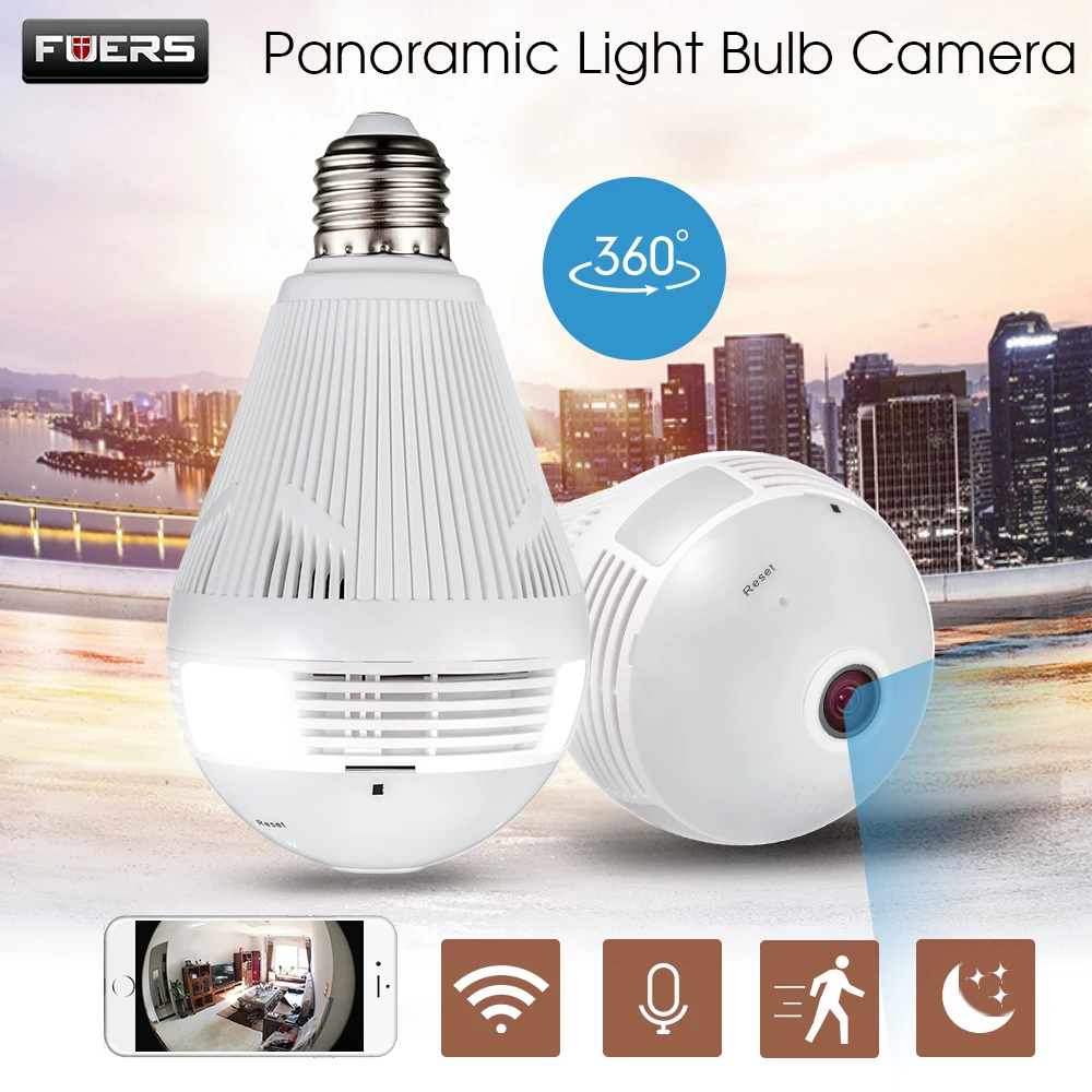 

FUERS IP camera Surveillance 960P wireless Panoramic camera Home Security light bulb Fisheye camera WiFi 360 Degree CCTV