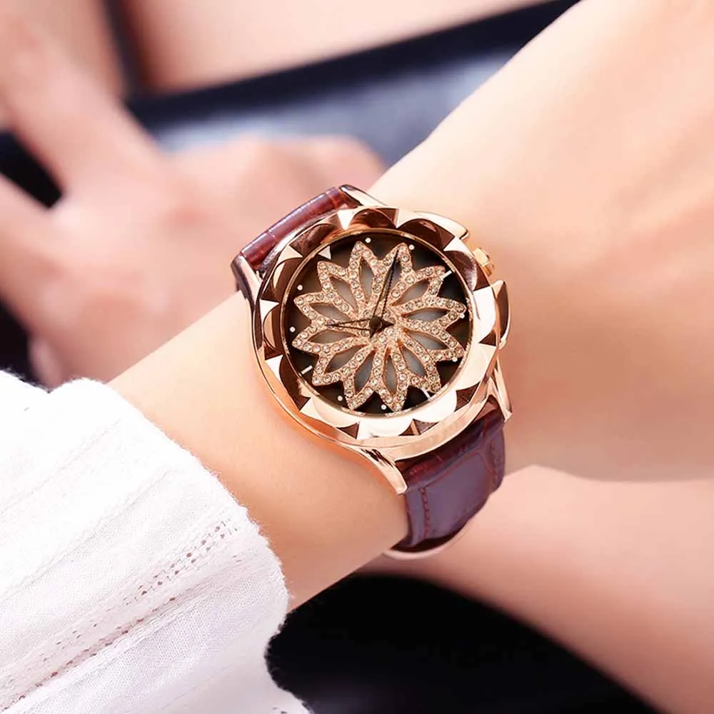 

2019 Rose Gold Women Bracelet Watches Steel Quartz Dress Lovers Lady Girls Watch Luxury Flower Waterproof Clock relogio feminino