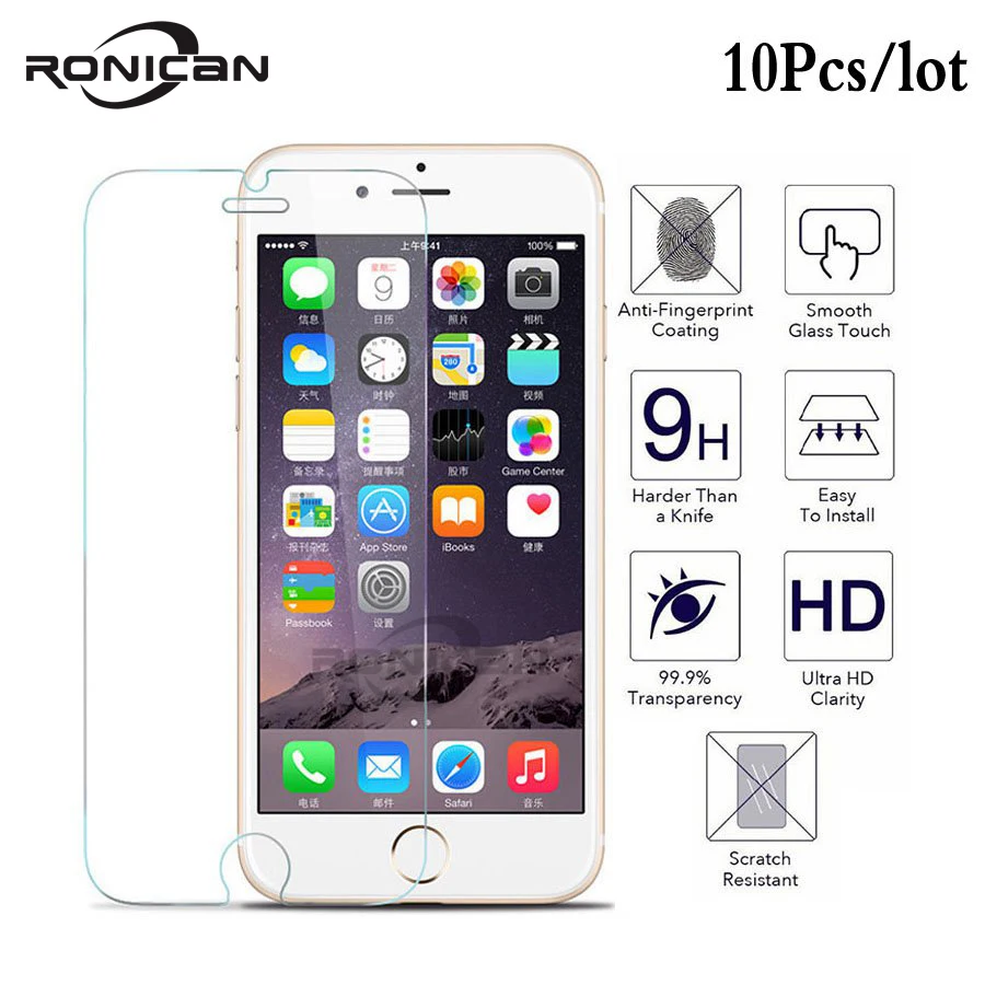 10Pcs Tempered Glass on iPhone 8 7 Plus 6 6s 5 5s 5c SE 4 4s X Explosion Proof screen protector Film for iphone XS XR MAX | Мобильные