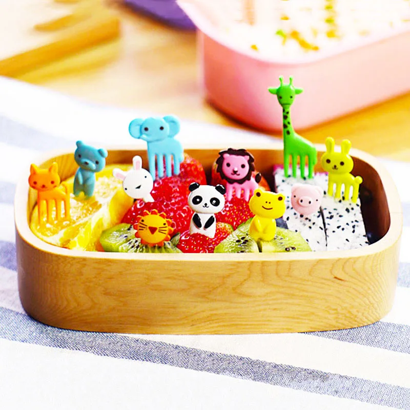 

10pcs/set Mini Fruit Toothpick Kitchen tools Original Easy Cleaned Children Fruit Fork Animal Farm Cartoon