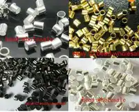 OMH оптовая продажа Бесплатная доставка 500 шт посеребренные/золотистые/темно-серебристые/черные трубчатые металлические бусины обжимные концевые бусины 2 мм - изображение