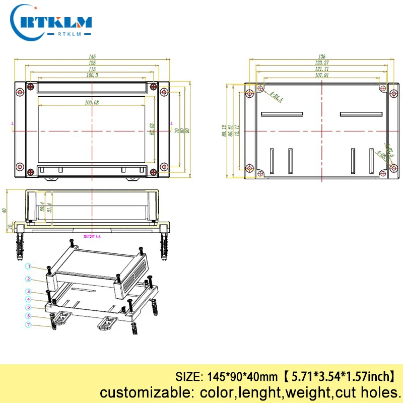 Пластиковый проектный чехол на din-рейку пластиковый корпус электронный корпус Продукты abs diy распределительный Корпус чехол PLC коробка 145*90*40 мм