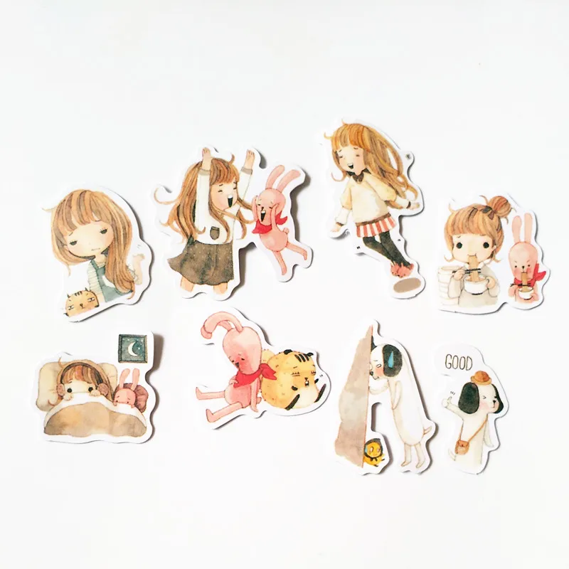 10bags Beautiful Smart Watercolor Girls Stickers DIY Scrapbooking Phone diary album Stickers for girls love gift