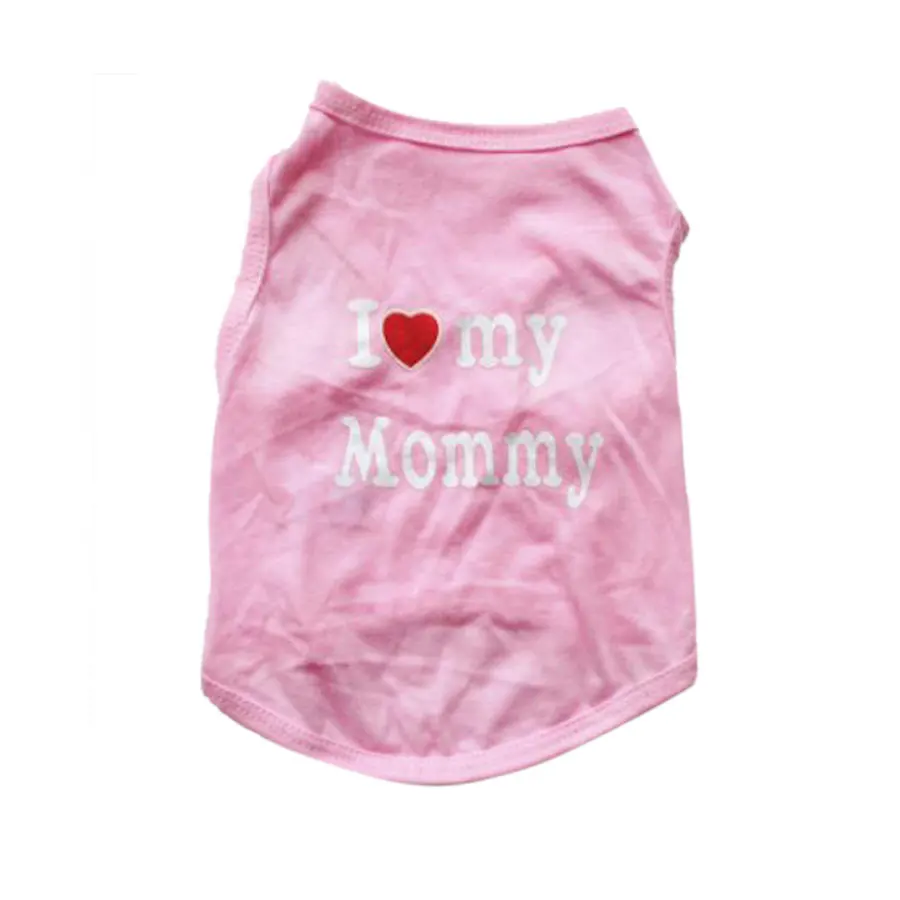 Футболки с котом для кошек Love Daddy Mommy напечатанный однотонный Цвет одежда для домашних животных, котов; хлопковое платье без рукавов котята жилет маленькая одежда с принтом в виде собак - Цвет: 1