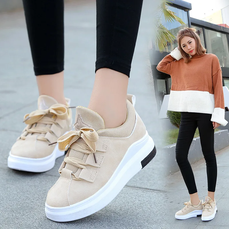 

2019 Women Autumn Shoes Vulcanized Lace-up Flat Loafers Women Flats Casual Walking Sneakers For Female