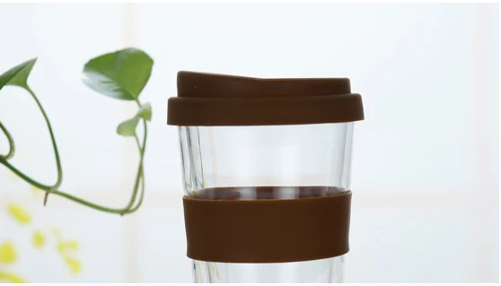 400 мл прозрачная кофейная чашка с силиконовой крышкой Толстая двойная стеклянная дорожная кофейная кружка дорожная кружка с крышкой Современная