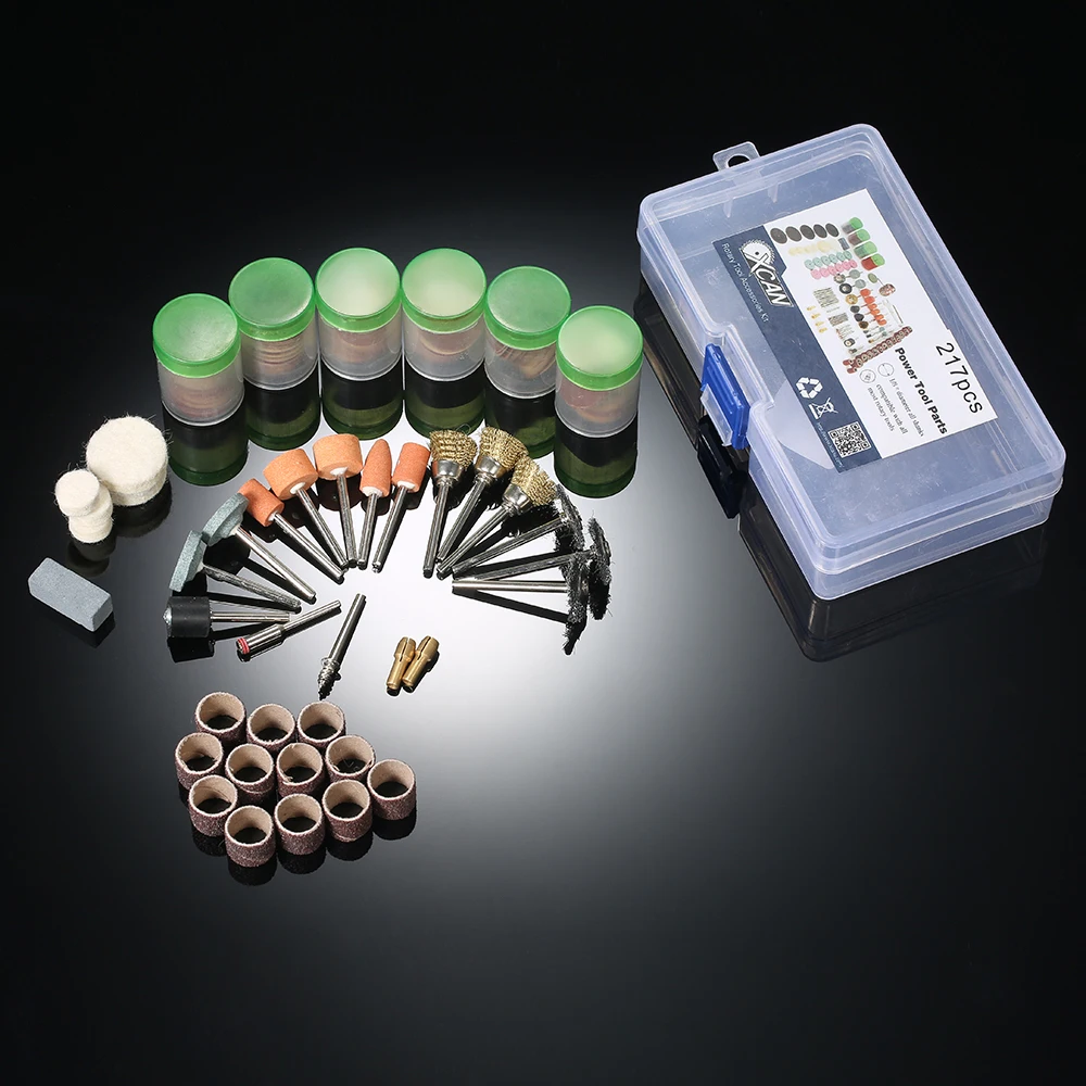 

217pcs 1/8" dremel drill engraver Shank Rotary Electric grinder Tool Accessories Set Sanding Grinding Polishing Bits Kit + Box