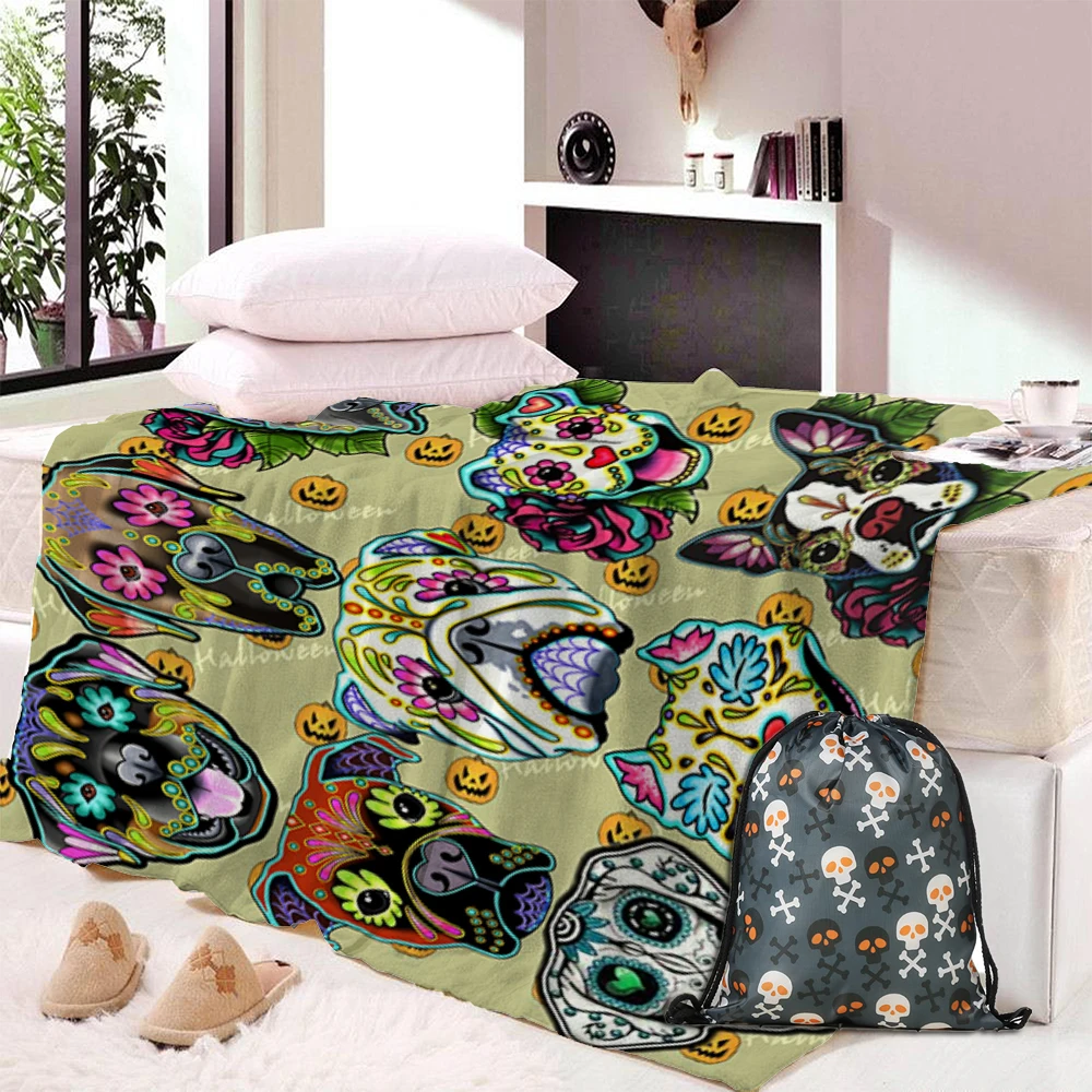 Blanket Bag 4 Одеяло для собаки с черепом, мягкая фланелевая подушка для кровати, сделай сам, украшение в спальню, Прямая поставка, плед для путешествий - Цвет: Blanket Bag 4