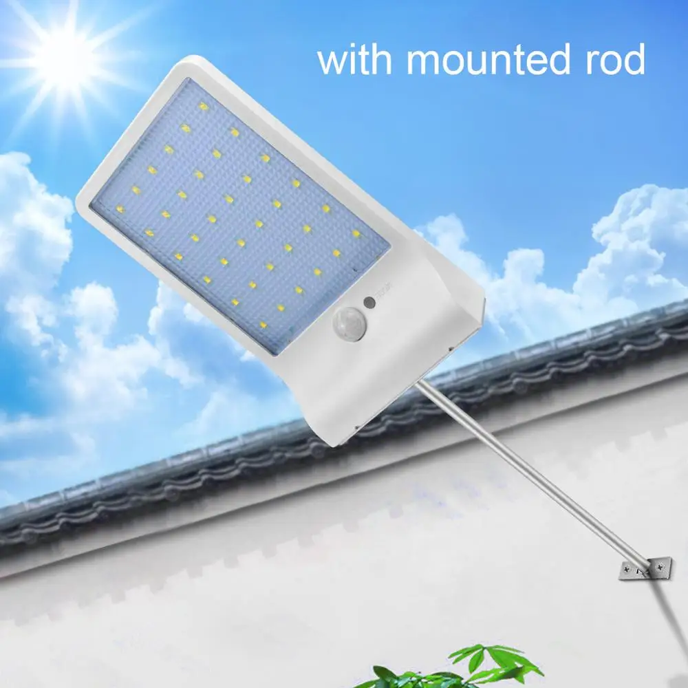 10 Вт Солнечный Прожектор Светильник для газонов Ночной Датчик садовый настенный аварийный светильник s солнечная панель перезаряжаемая мощность для наружного светодиодный светильник - Испускаемый цвет: 36LEDs with Rod