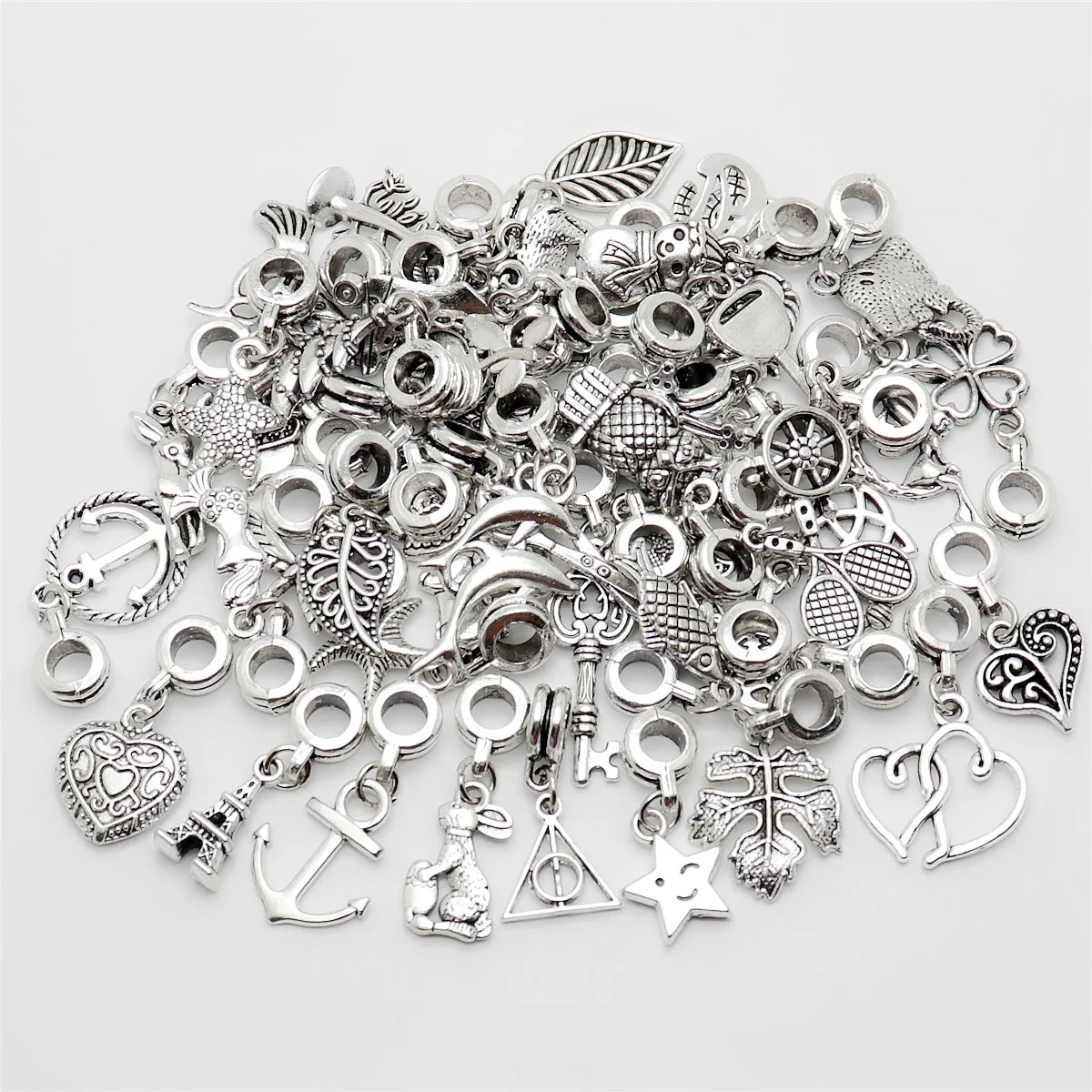 

Mix 50pcs Vintage Pendants floating Charms fit Bracelets DIY Jewelry Findings Making