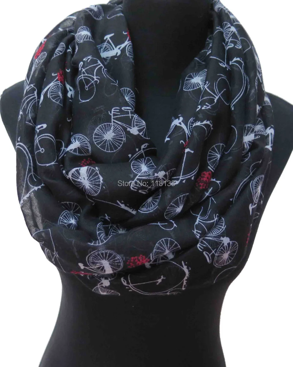 

Vintage Biclyes Print Women's Infinity Loop Scarf, Free Shipping