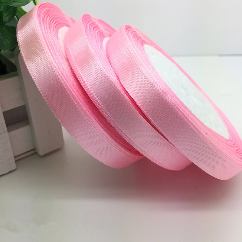 Рулон 25 ярдов 3/" 10 мм лента для украшения свадебной вечеринки атласная лента ручной работы подарочная упаковка банты для волос DIY Рождественская лента - Цвет: Pink