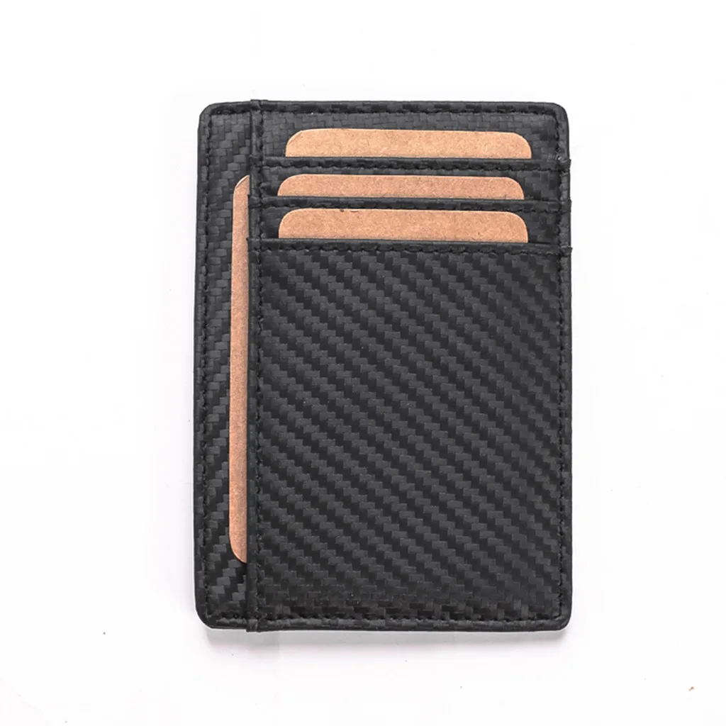 

Men Antimagnetic Carbon Fiber Card Package Leather Document Set Credit Card Set wallet bag cartera hombre con monedero#XB35