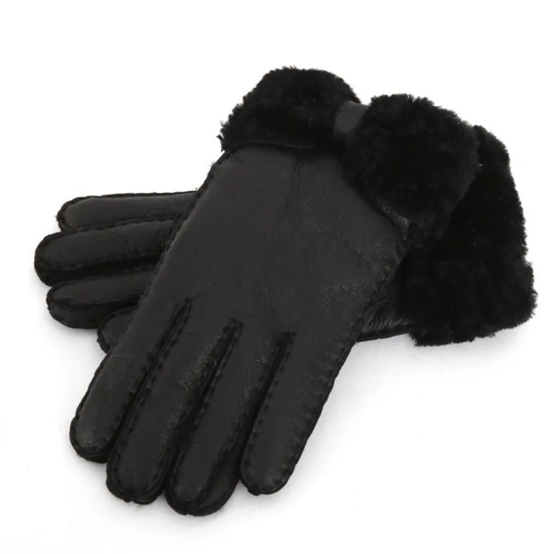 Из натурального меха теплые перчатки для Для женщин зима помпон из натурального меха перчатки женские перчатки из натуральной кожи женская обувь на толстом варежки