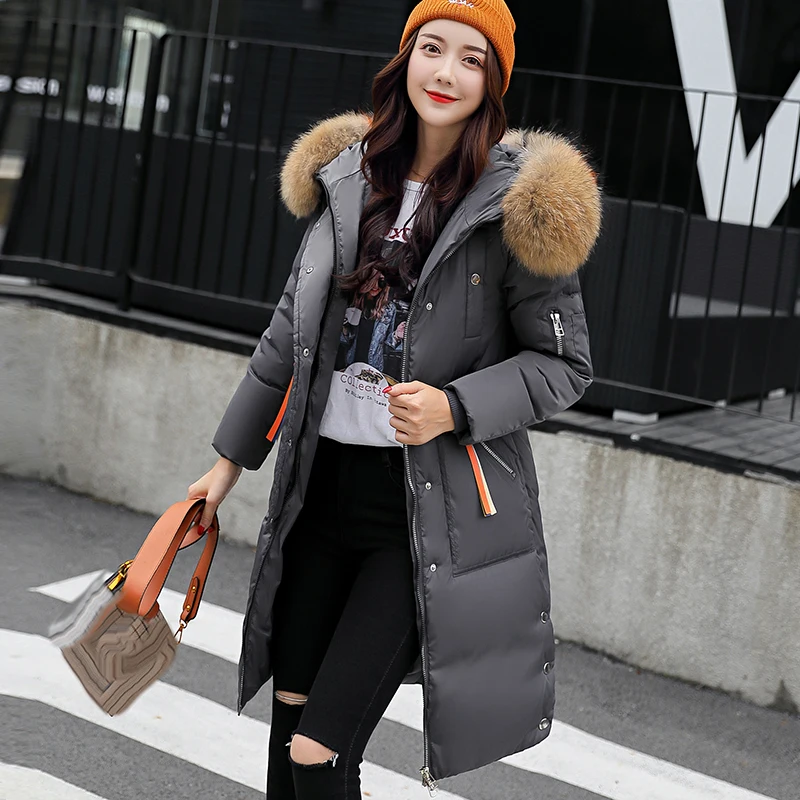 

women Fur collar winter jacket women Warm Parka Long Thickening Coat Female down cotton-padded Hooded Ladies Outwear