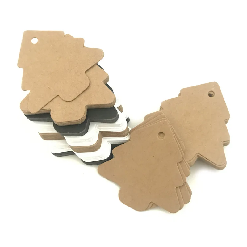 

50pcs/lot 5.4x5.4cm DIY Gifts Tags Christmas Tree Shaped Card Label Stickers Retro Kraft Wedding Party Craft Gift Tag