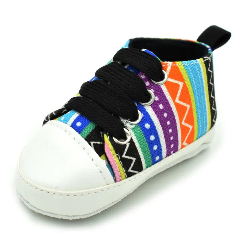 Разноцветная полосатая клетчатая парусиновая обувь для малышей; обувь для маленьких мальчиков и девочек; кроссовки для малышей; мокасины для новорожденных; домашняя обувь - Цвет: 07