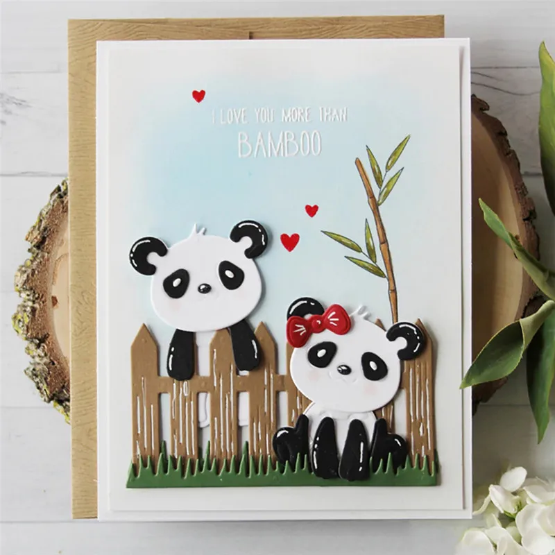 

YaMinSanNiO 13 Pcs/lot Metal Cutting Dies Scrapbooking For Card Making DIY Embossing Cuts New Craft Panda Animals