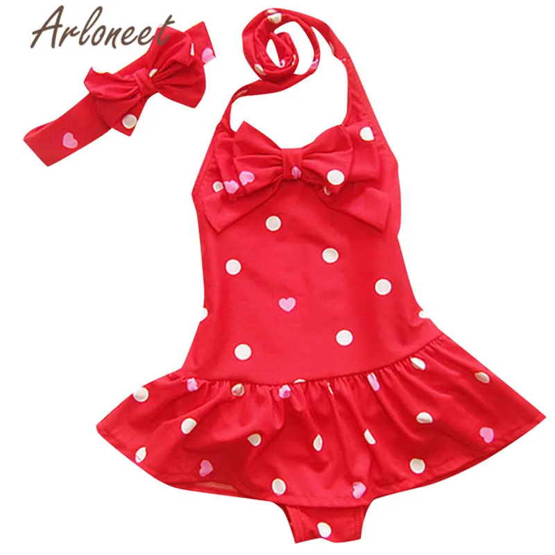 

ARLONEET Clothes baby swimwear for girls sleeveless high waist beachwear headband 2pcs 2019 summer girls one piece swimsuit suit