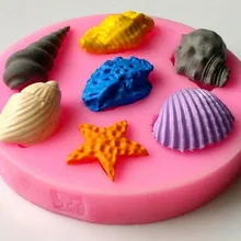 DIY ракушка, морская звезда в форме раковины помадка силиконовые формы для кухни шоколад для выпечки конфеты глины делая инструмент украшения F46
