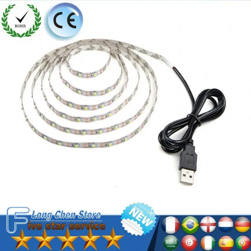 

USB LED Strip 5V IP65 Waterproof light SMD3528 50cm 1M 2M 3M 4M 5M RGB Green Red Blue Christmas Flexible TV Background Lighting