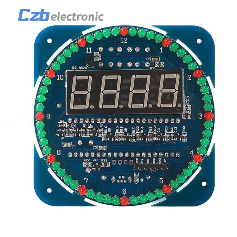 DS1302 Rotating LED Electronic Digital DIY Clock Kit 51 SCM Learning Board 5V For Arduino 1