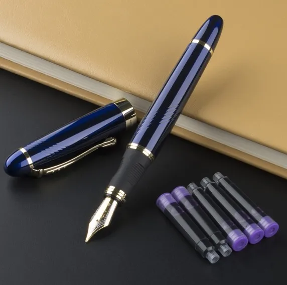 JINHAO X450 черный/золотой 0,7 мм 18KGP широкий наконечник ручка JINHAO 450 бизнес и 5 шт. чернила 15 Выборочные цвета - Цвет: 10