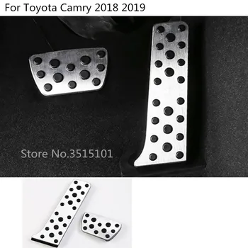 

car Aluminium alloy foot Gas/petrol/oil Brake Rest lamp trim Pedal moulding 2pcs For Toyota New Camry XV70 2017 2018 2019 2020
