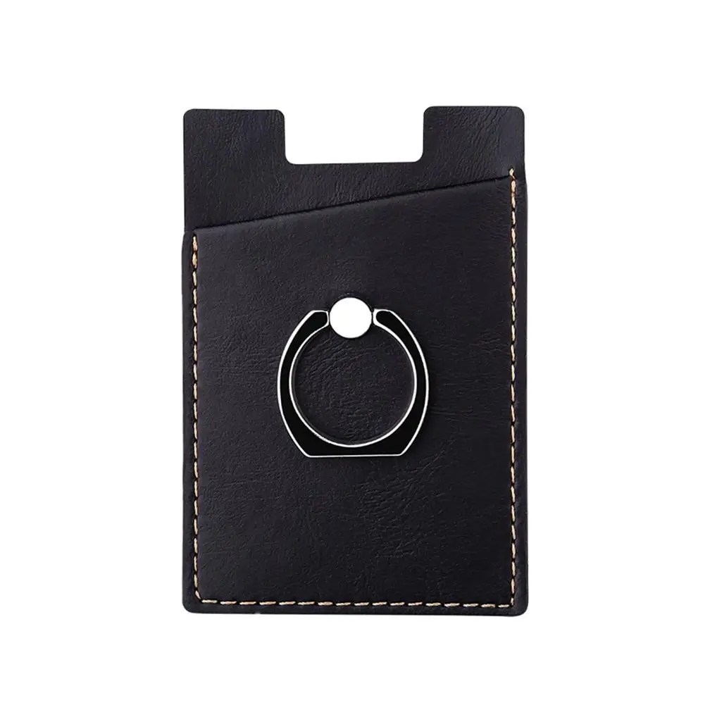 ABS Mobile Phone Card Holder Card Pocket with Ring Stand Adhesive Sticker Back for PC Smart Phone Hold Cars Cash etc