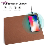 2018 Mobile Phone Qi Wireless Charger Charging Mouse Pad Mat PU Leather Mousepad for iPhone X