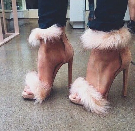 designer fur heels