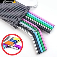 4 шт многоразовые трубочкой Высокое качество 304 Нержавеющая сталь металла, соломы с Cleaner кисть для кружки 20/30 унций