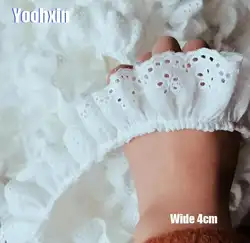 4 см роскошные белые кружево с хлопковой вышивкой ткань DIY Аппликация воротник обрезанная лента швейные кисточкой гипюр Свадебная скатерть