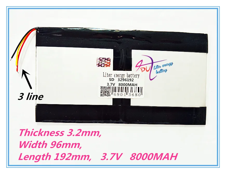 3 wire 3296192 3.7V 8000MAH For Teclast X98 air 3G P98 3G Tablet PC