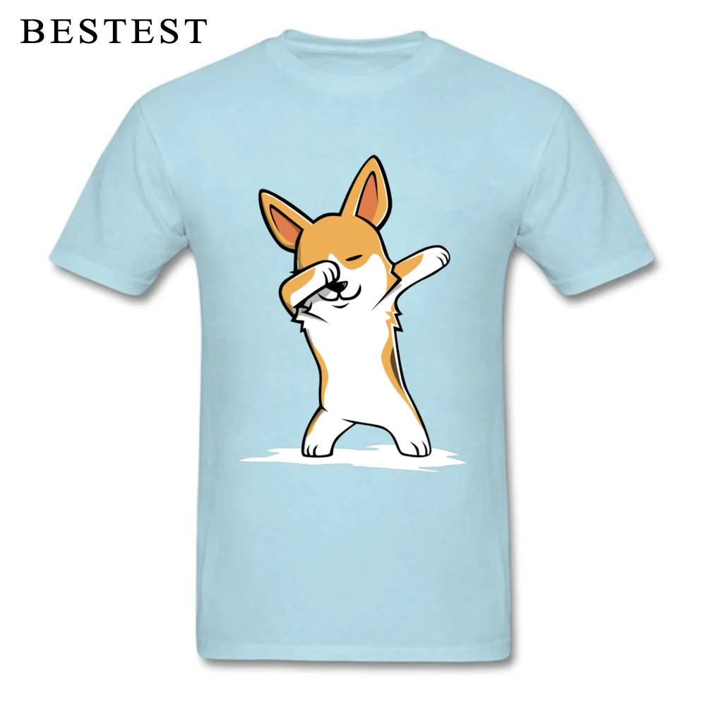 Dabbing Corgi Funny 845 Fashionable Short Sleeve Classic T Shirts 100% Cotton Crewneck Men Tops Shirts Casual Sweatshirts Fall Dabbing Corgi Funny 845 light