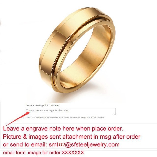Stainless Steel Spinner Ring Mens Wedding Brands 6mm Black IP Love Promised Ring Jewelry