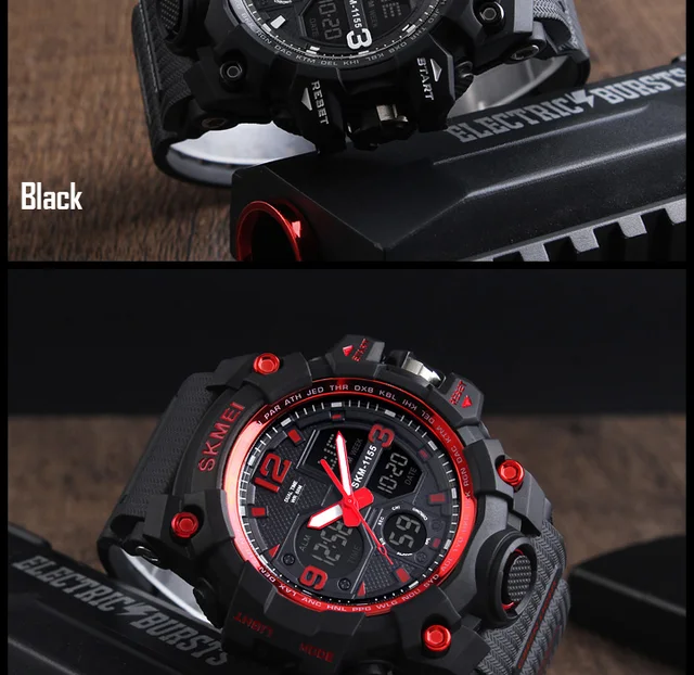 SKMEI New Fashion Men Sports Watches Men Quartz Analog LED Digital Clock Man Military Waterproof Watch Relogio Masculino 1155B -